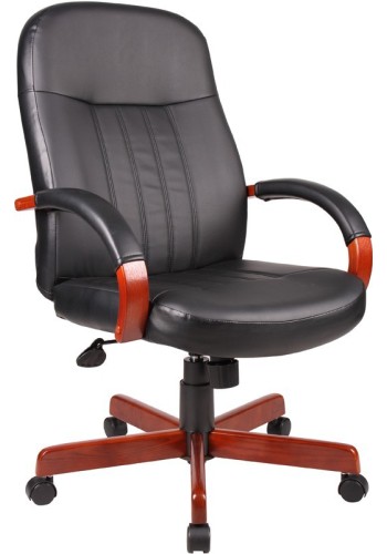 Leather High Back Cherry Wood Finish Executive Chair (MB8376-C)