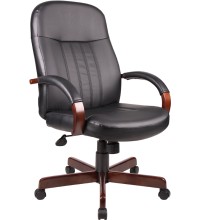 Leather High Back Mahogany Wood Finish Executive Chair (MB8376-M)