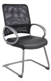 Leather Mesh Guest Chair with Loop Arms (MB6409)