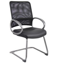 Leather Mesh Guest Chair with Loop Arms (MB6409)