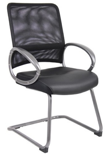 Leather Mesh Guest Chair with Loop Arms (MB6409)