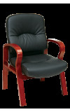 Leather Visitors Chair with Cherry Finish Wood  (MWD5675)