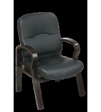 Leather Visitors Chair with Espresso Finish Wood  (MWD5385)