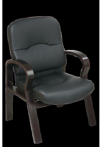 Leather Visitors Chair with Espresso Finish Wood  (MWD5385)