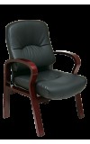 Leather Visitors Chair with Mahogany Finish Wood  (MWD5335)