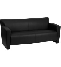  Majesty Series Black Leather Sofa (MF-222-3-BK-GG)