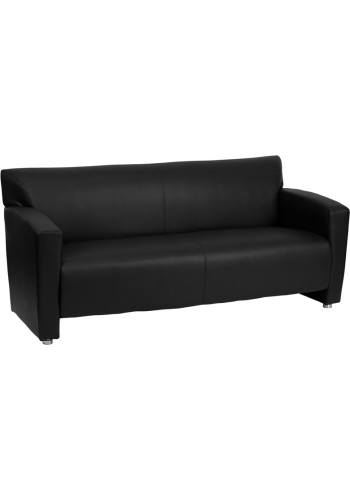  Majesty Series Black Leather Sofa (MF-222-3-BK-GG)