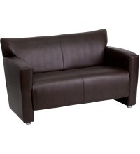 Majesty Series Brown Leather Love Seat (MF-222-2-BN-GG)