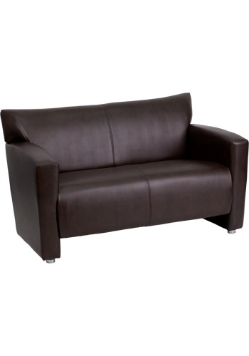Majesty Series Brown Leather Love Seat (MF-222-2-BN-GG)
