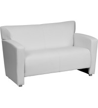 Majesty Series White Leather Love Seat (MF-222-2-WH-GG)