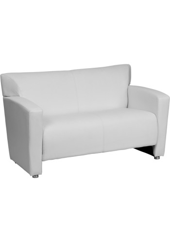 Majesty Series White Leather Love Seat (MF-222-2-WH-GG)