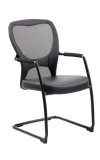 Mesh Guest Chair with Leather Seat (MB6509-BK)