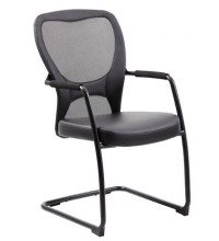 Mesh Guest Chair with Leather Seat (MB6509-BK)