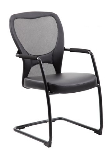 Mesh Guest Chair with Leather Seat (MB6509-BK)