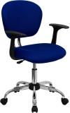 Mid-Back Blue Mesh Task Chair with Arms (MF-H-2376-F-BLUE-ARMS-GG)