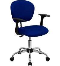 Mid-Back Blue Mesh Task Chair with Arms (MF-H-2376-F-BLUE-ARMS-GG)