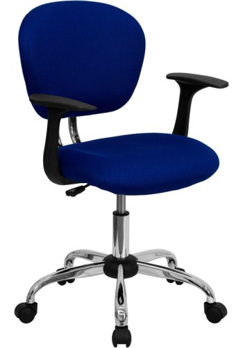 Mid-Back Blue Mesh Task Chair with Arms (MF-H-2376-F-BLUE-ARMS-GG)