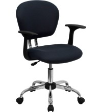 Mid-Back Gray Mesh Task Chair with Arms (MF-H-2376-F-GY-ARMS-GG)