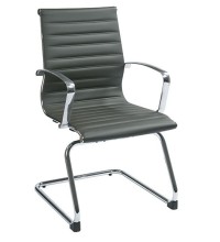 Mid-Back Grey Eco Leather Visitors Chair