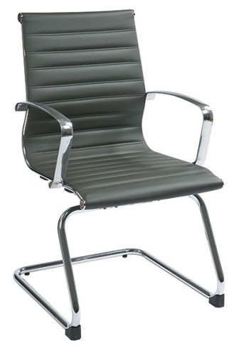 Mid-Back Grey Eco Leather Visitors Chair