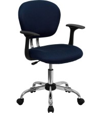 Mid-Back Navy Mesh Task Chair with Arms (MF-H-2376-F-NAVY-ARMS-GG)