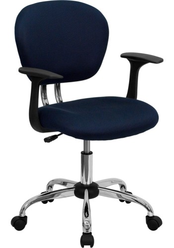 Mid-Back Navy Mesh Task Chair with Arms (MF-H-2376-F-NAVY-ARMS-GG)