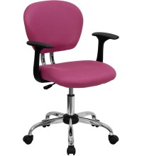 Mid-Back Pink Mesh Task Chair with Arms (MF-H-2376-F-PINK-ARMS-GG)