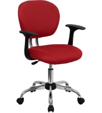 Mid-Back Red Mesh Task Chair with Arms (MF-H-2376-F-RED-ARMS-GG)