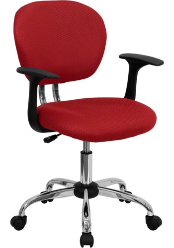 Mid-Back Red Mesh Task Chair with Arms (MF-H-2376-F-RED-ARMS-GG)