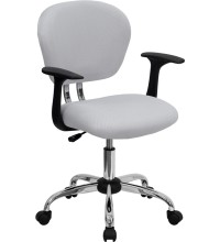 Mid-Back White Mesh Task Chair with Arms (MF-H-2376-F-WHT-ARMS-GG)