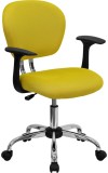 Mid-Back Yellow Mesh Task Chair with Arms (MF-H-2376-F-YEL-ARMS-GG)