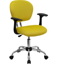 Mid-Back Yellow Mesh Task Chair with Arms (MF-H-2376-F-YEL-ARMS-GG)