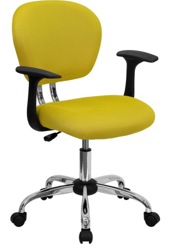 Mid-Back Yellow Mesh Task Chair with Arms (MF-H-2376-F-YEL-ARMS-GG)