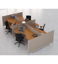 Morpheo P-Shape Workstation Cluster of 4 with Translucent Panels