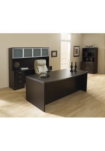 Napa Espresso Bowfront Executive Desk Configuration (11-C)