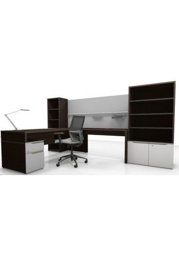 Nex Executive Desk with Modesty Panel, Storage and Bookcases