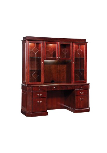Oxmoor Kneehole Credenza with Overhead Storage Hutch