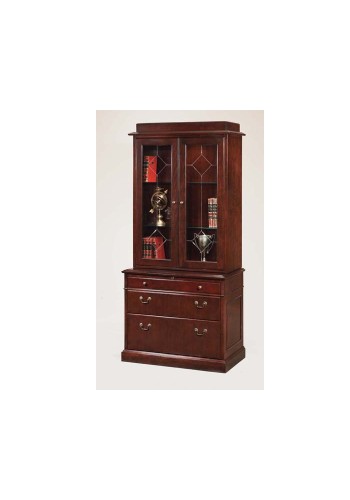 Oxmoor Lateral File with Two-Door Stacking Bookcase Hutch