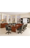 Belmont 14’ Brown Cherry Boat Shape Expandable Conference Table