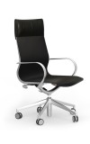 Curva Aluminum Frame Hi-Back Leather Executive Chair with Casters