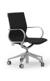Curva Aluminum Frame Mid-Back Leather Executive Chair with Casters