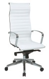 High-Back White Eco Leather Chair with Headrest