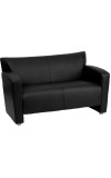 Majesty Series Black Leather Love Seat (MF-222-2-BK-GG)