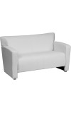 Majesty Series White Leather Love Seat (MF-222-2-WH-GG)