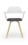Muse White Chair with Wood Grain Legs and Cushion