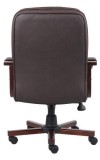 Brown Leather Cherry Finish Mid-Back Executive Chair (B796-VSBN)