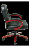 Leather Mid Back Executive Chair with Cherry Finish Wood (MWD5671)