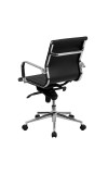 Mid-Back Black Ribbed Leather Conference Chair (MF-BT-9826M-BK-GG)