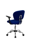 Mid-Back Blue Mesh Task Chair with Arms (MF-H-2376-F-BLUE-ARMS-GG)