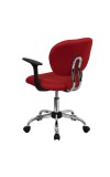 Mid-Back Red Mesh Task Chair with Arms (MF-H-2376-F-RED-ARMS-GG)